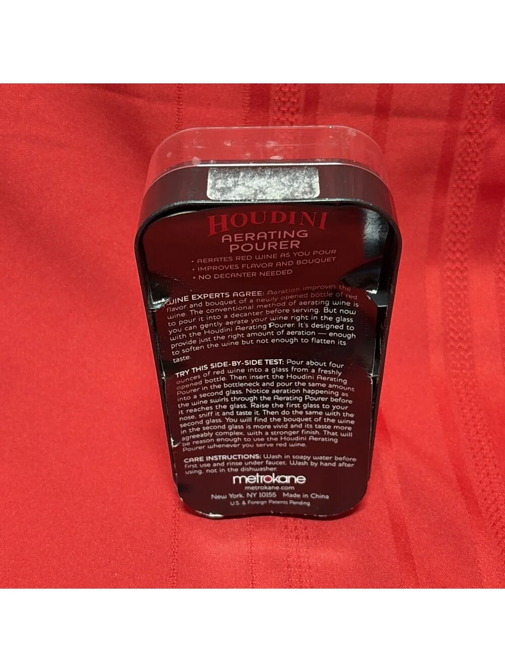 Metrokane Houdini Aerating Gray Wine Pourer Enhances Taste & Aroma
